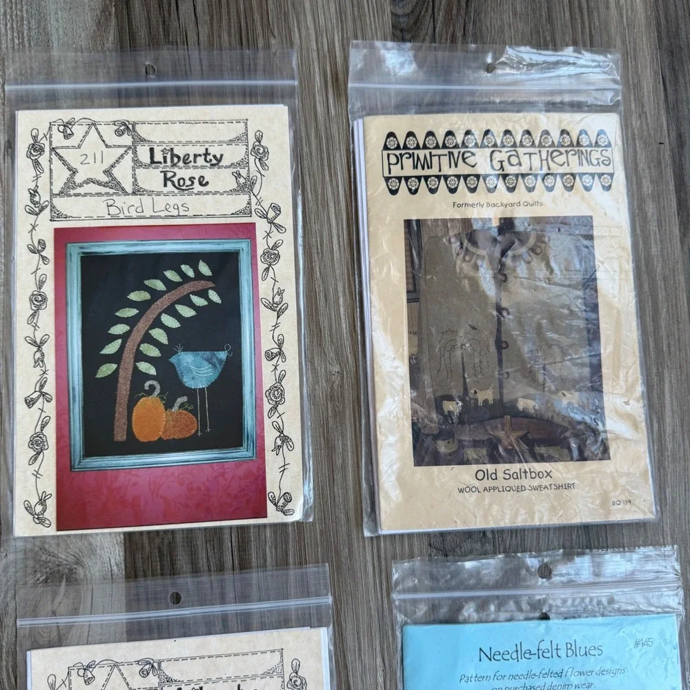Lot of 9‎ Liberty Rose Primitive Gatherings Needlework Applique Sewing Patterns